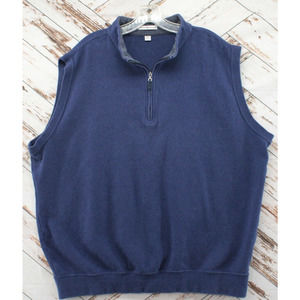 Peter Millar Vest Mens 2XL Blue Quarter Zip Performance Golf 100% Cotton MF16K35
